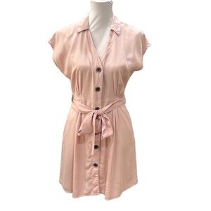 ZARA Join Life Belted Shirt Dress Dusty Pink Blush SZ XS